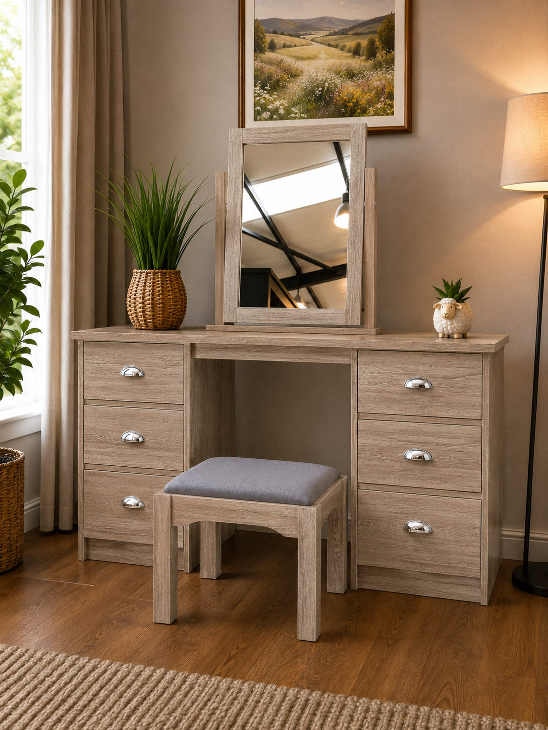 Millwood Sonoma Oak Dressing Table Set