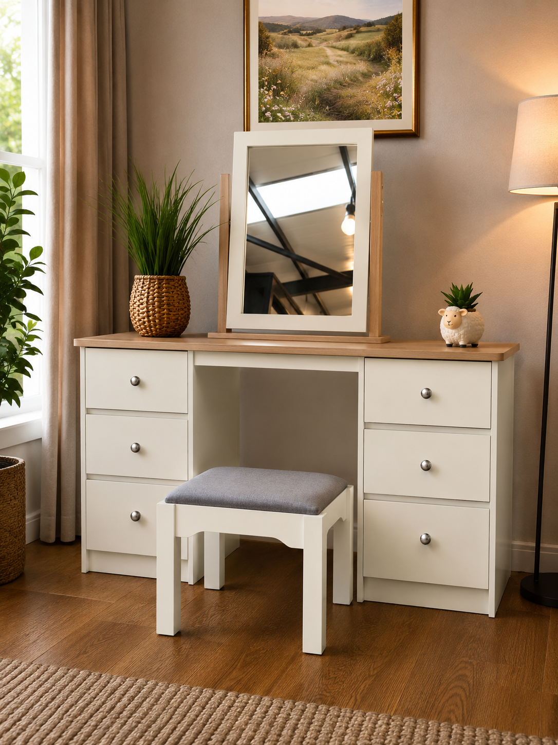 Millwood Stone White Dressing Table Set