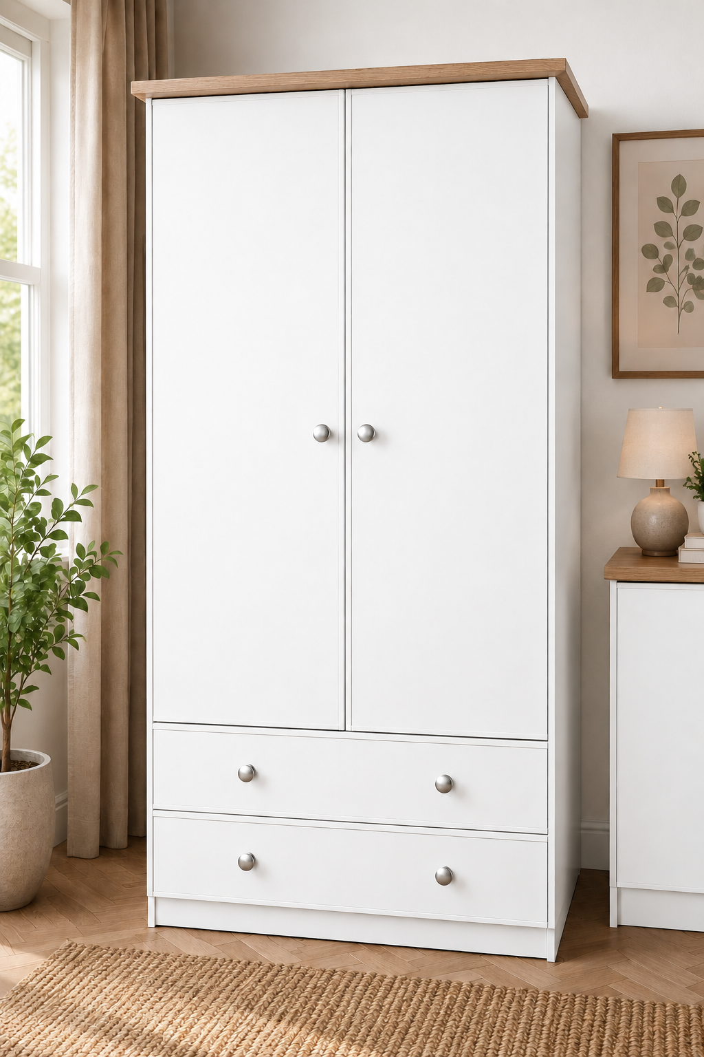Millwood White Two Door Two Drawer Wardrobe