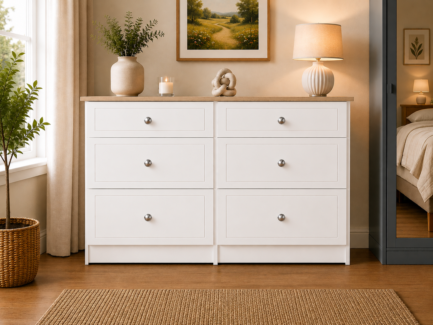 Millwood White 6 Drawer Mid Chest