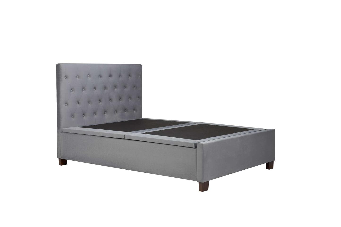 Cologne Grey Fabric Ottoman Storage Bed