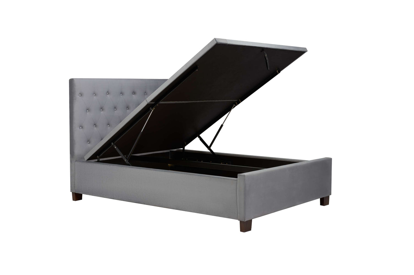 Cologne Grey Fabric Ottoman Storage Bed