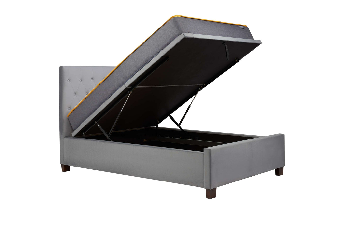 Cologne Grey Fabric Ottoman Storage Bed