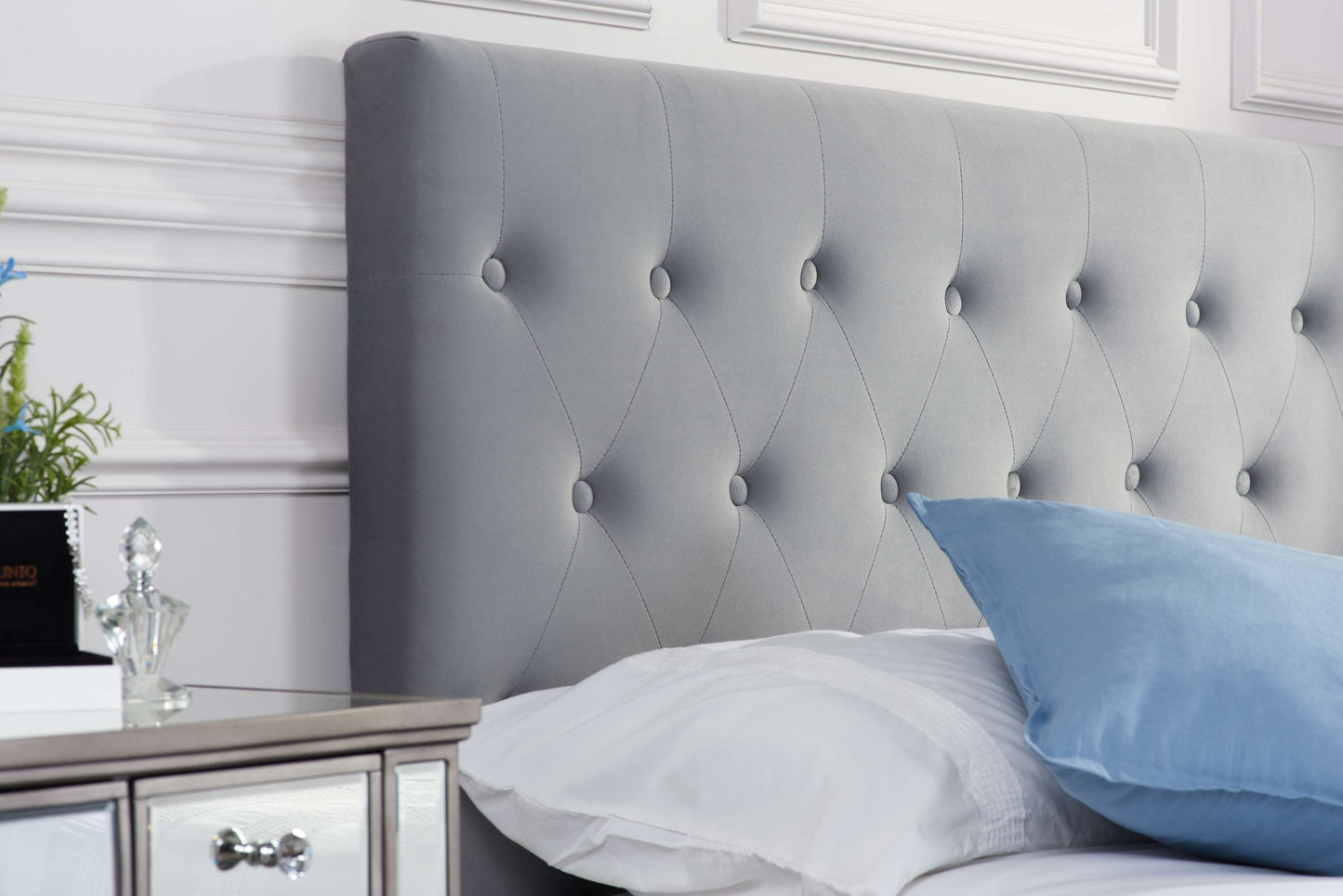 Cologne Grey Fabric Ottoman Storage Bed