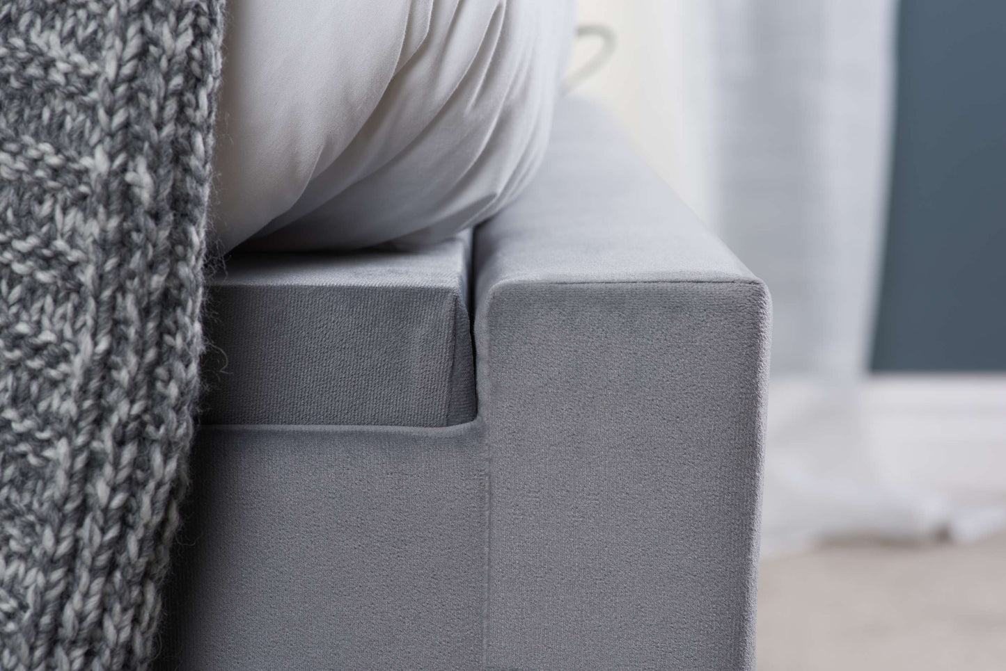 Cologne Grey Fabric Ottoman Storage Bed