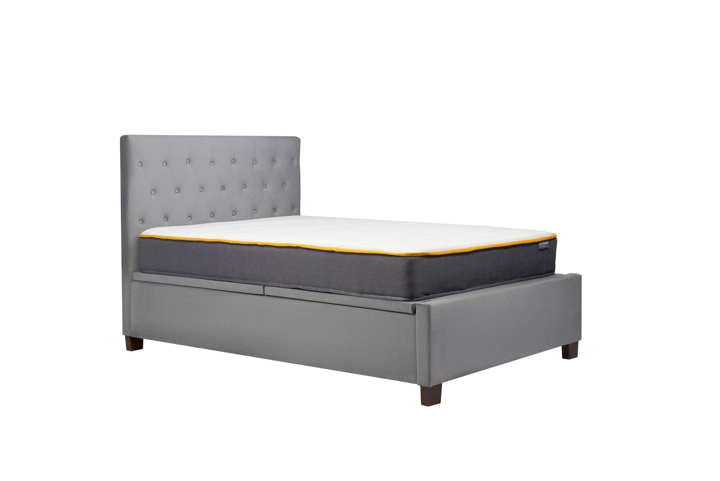 Cologne Grey Fabric Ottoman Storage Bed
