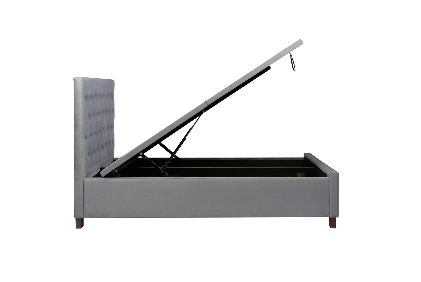 Cologne Grey Fabric Ottoman Storage Bed
