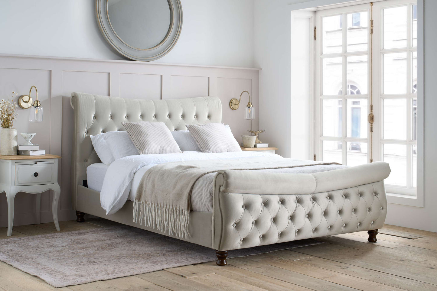 Copenhagen Stone Grey Fabric Bed