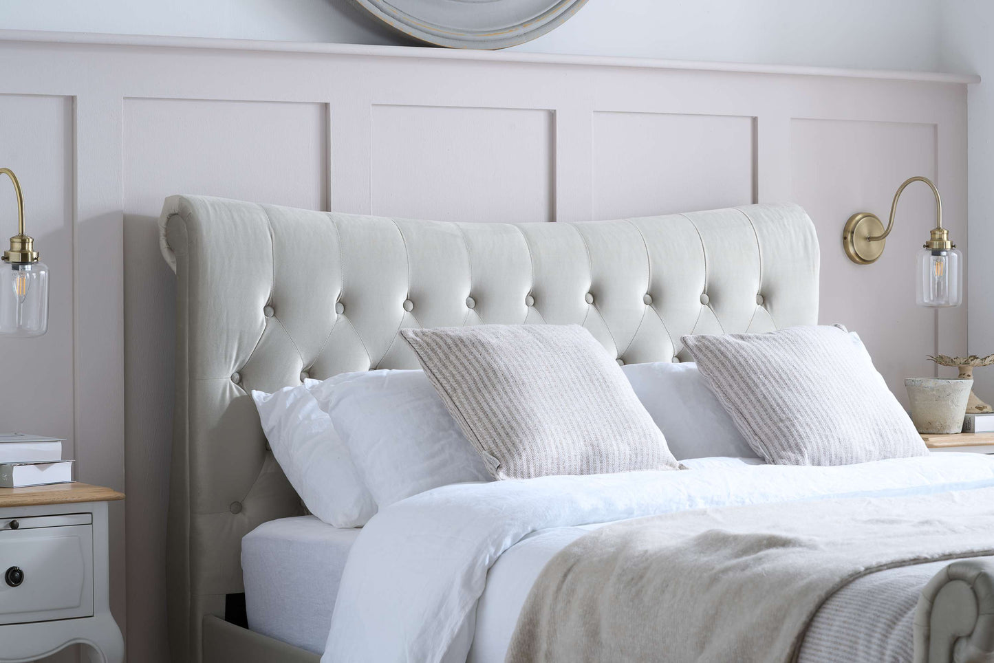 Copenhagen Stone Grey Fabric Bed