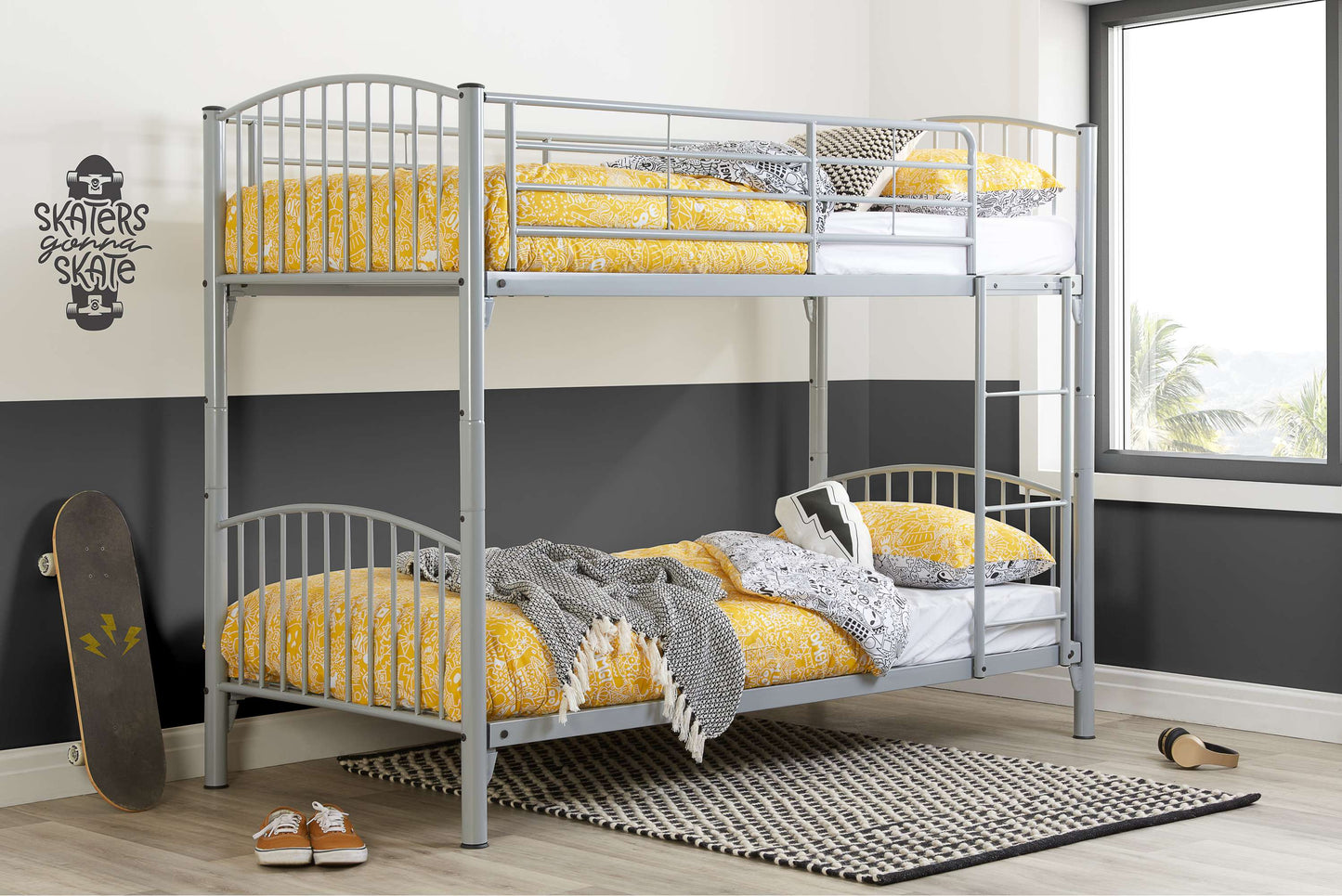 Corfu Metal Grey Bunk Bed