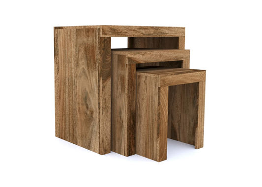 Cube Mango Solid Wood Nest of 3 Tables