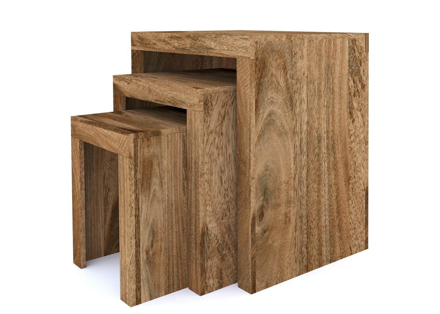 Cube Mango Solid Wood Nest of 3 Tables
