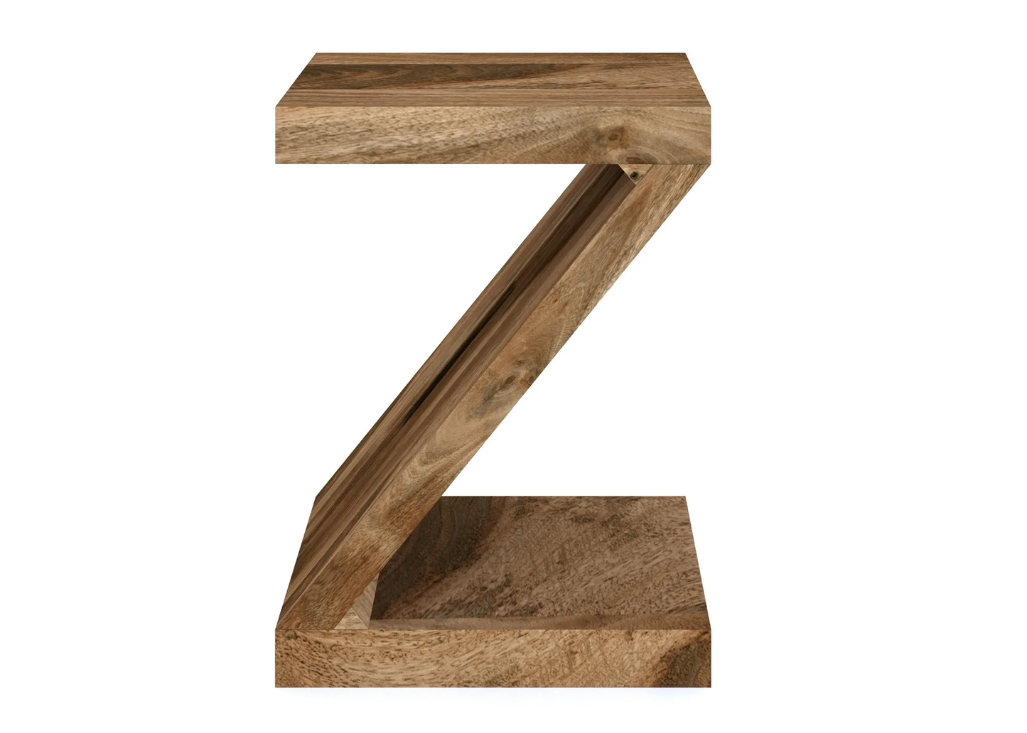 Cube Mango Solid Wood Z Shape Lamp / Side Table