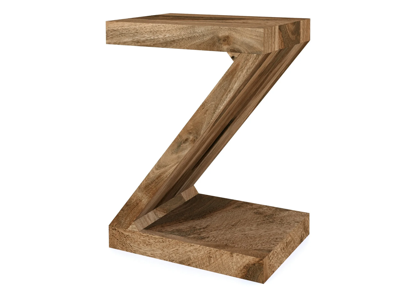 Cube Mango Solid Wood Z Shape Lamp / Side Table