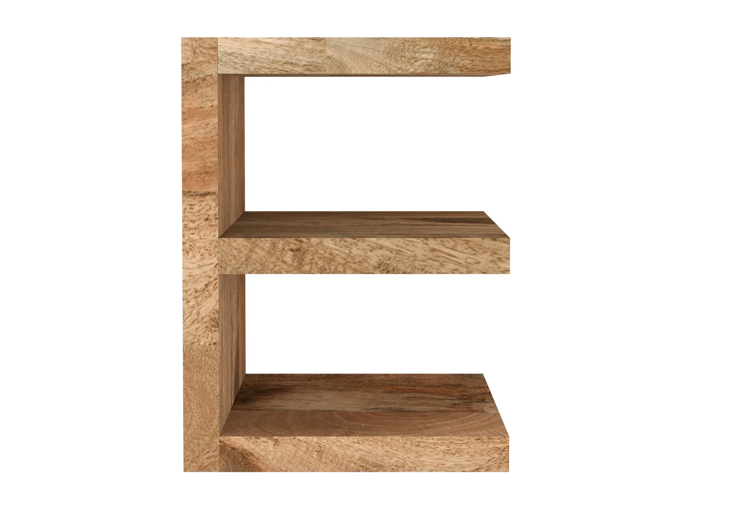 Cube Mango Solid Wood E Shape Lamp / Side Table