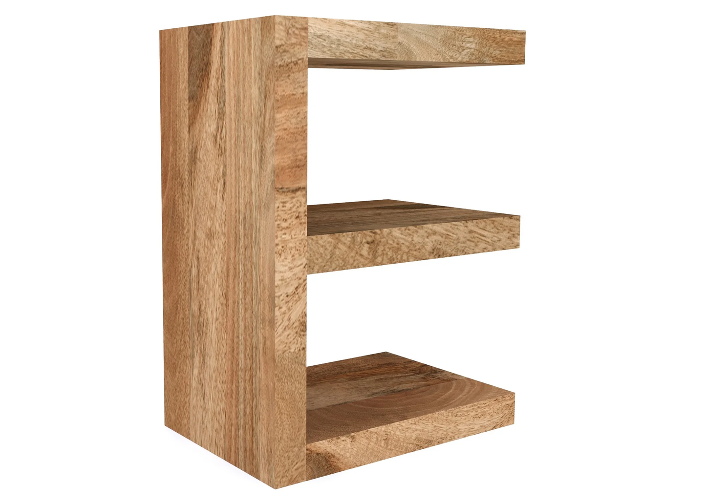 Cube Mango Solid Wood E Shape Lamp / Side Table