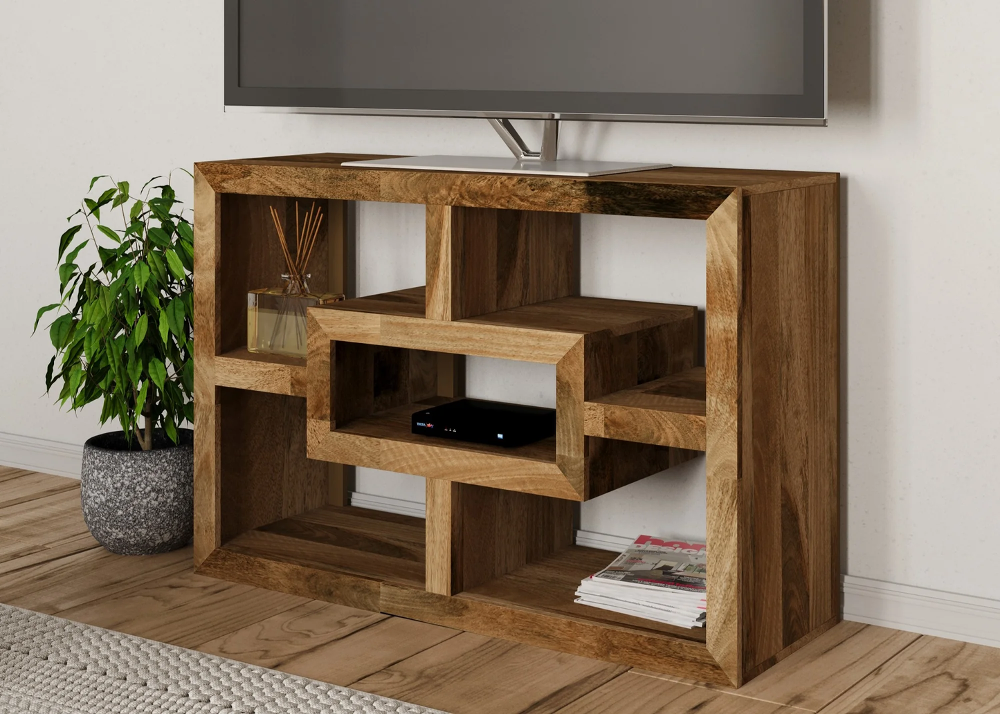 Cube Mango Solid Wood TV Unit