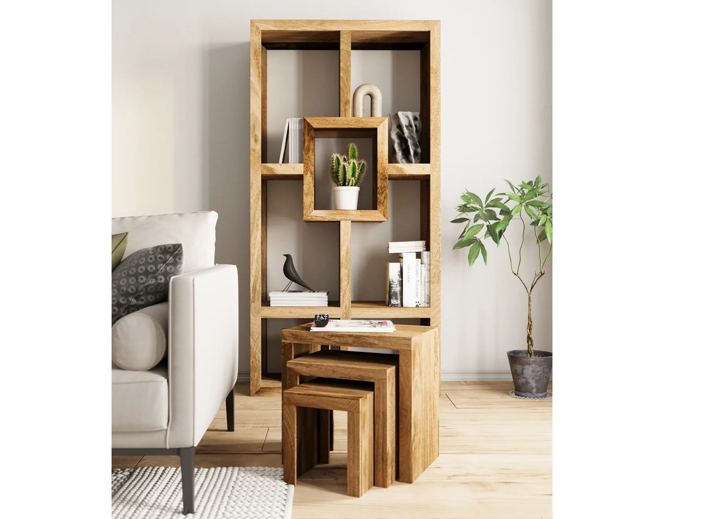 Cube Mango Solid Wood Large Bookcase