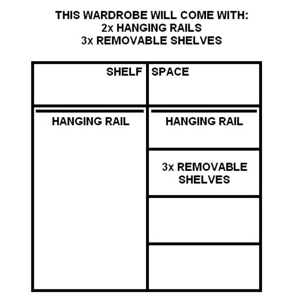 Cuba Sliding Door Wardrobe 180cm 3 Colours