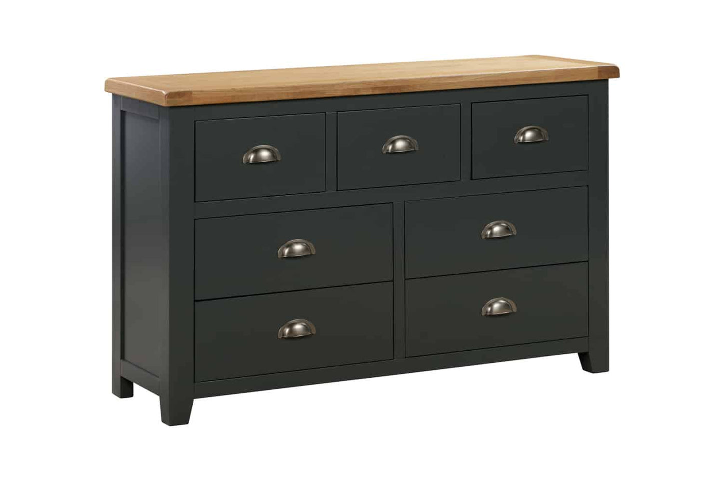 Capri Navy Grey & Oak 3 Over 4 Drawer Chest