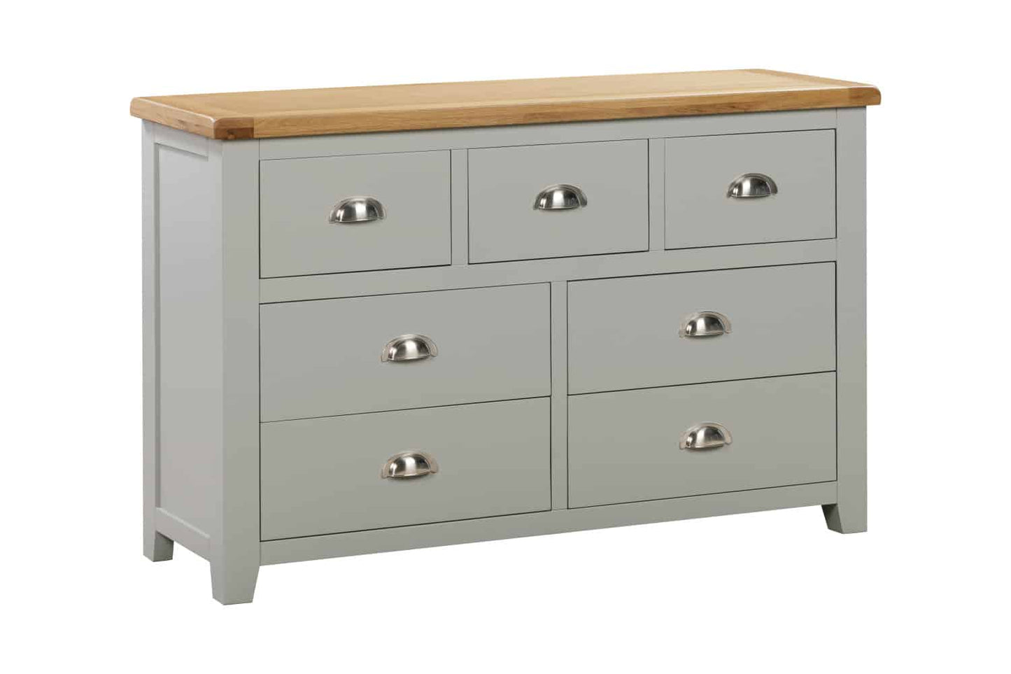 Capri Light Grey & Oak 3 Over 4 Drawer Chest