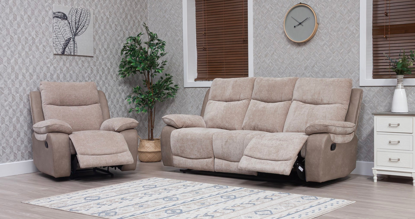 Carina Recliner Sofas - Natural Two Tone