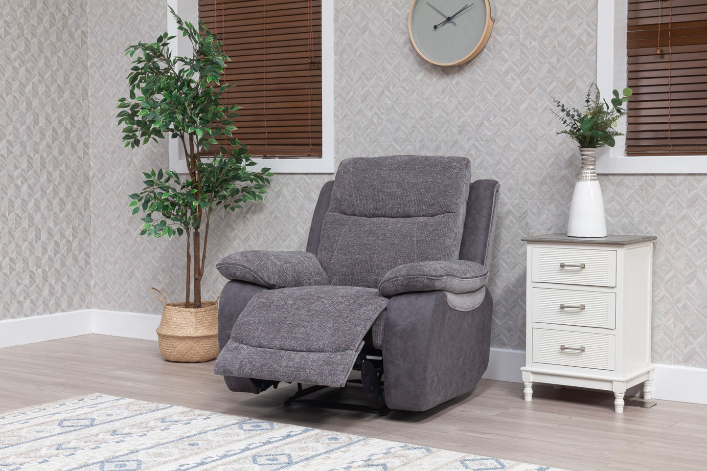 Carina Recliner Sofas - Pewter Grey Two Tone