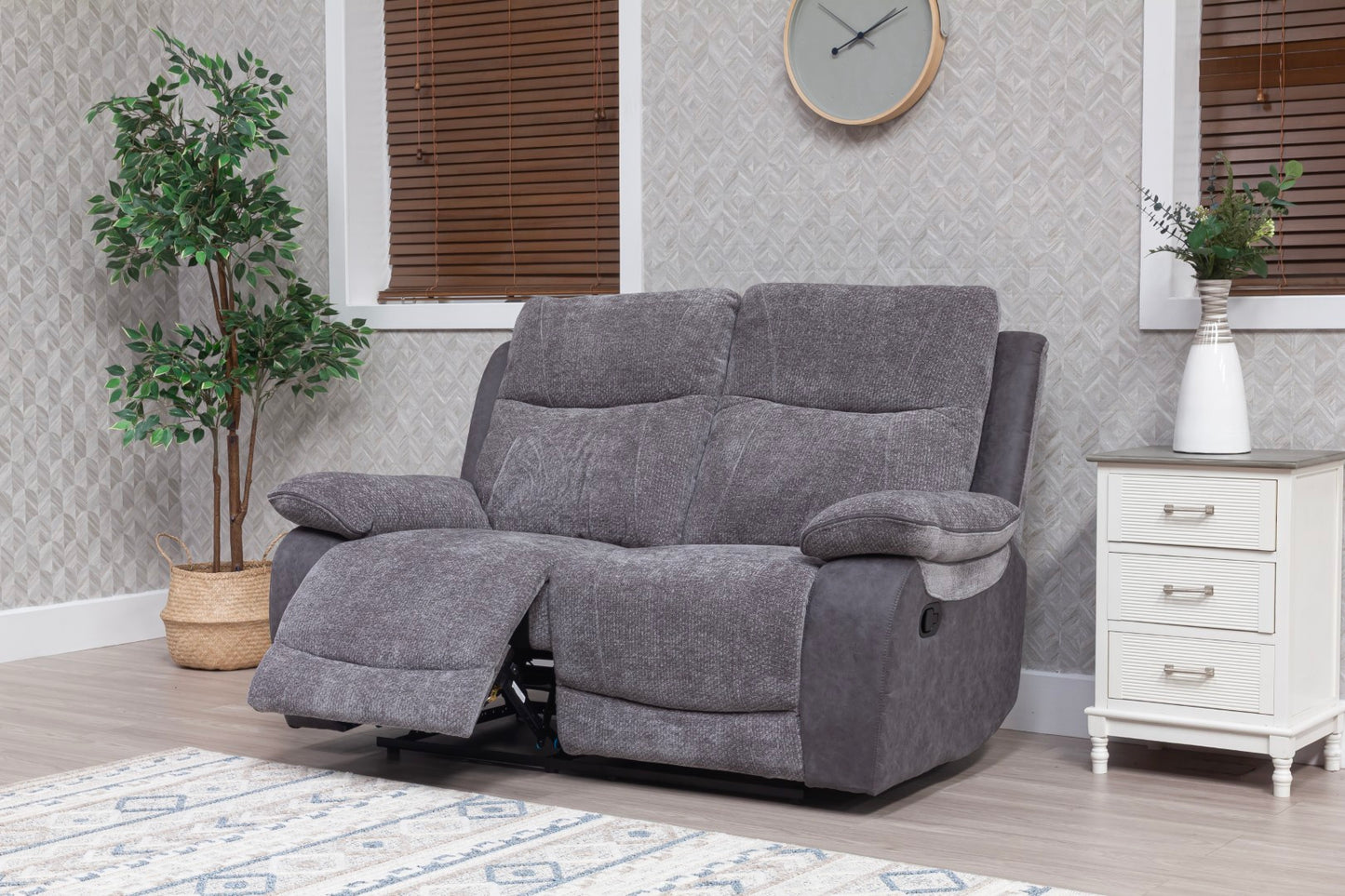 Carina Recliner Sofas - Pewter Grey Two Tone