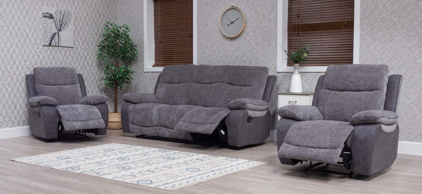 Carina Recliner Sofas - Pewter Grey Two Tone