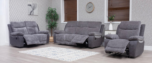 Carina Recliner Sofas - Pewter Grey Two Tone