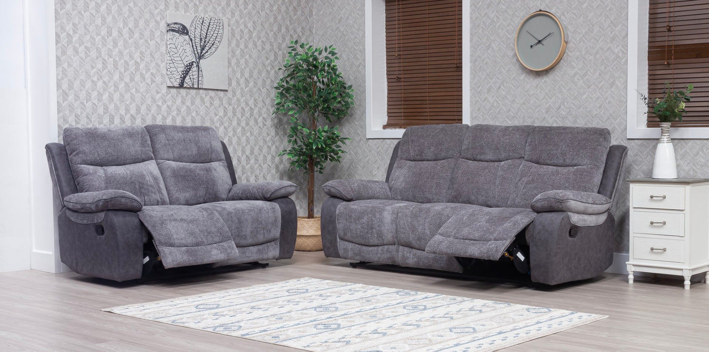 Carina Recliner Sofas - Pewter Grey Two Tone