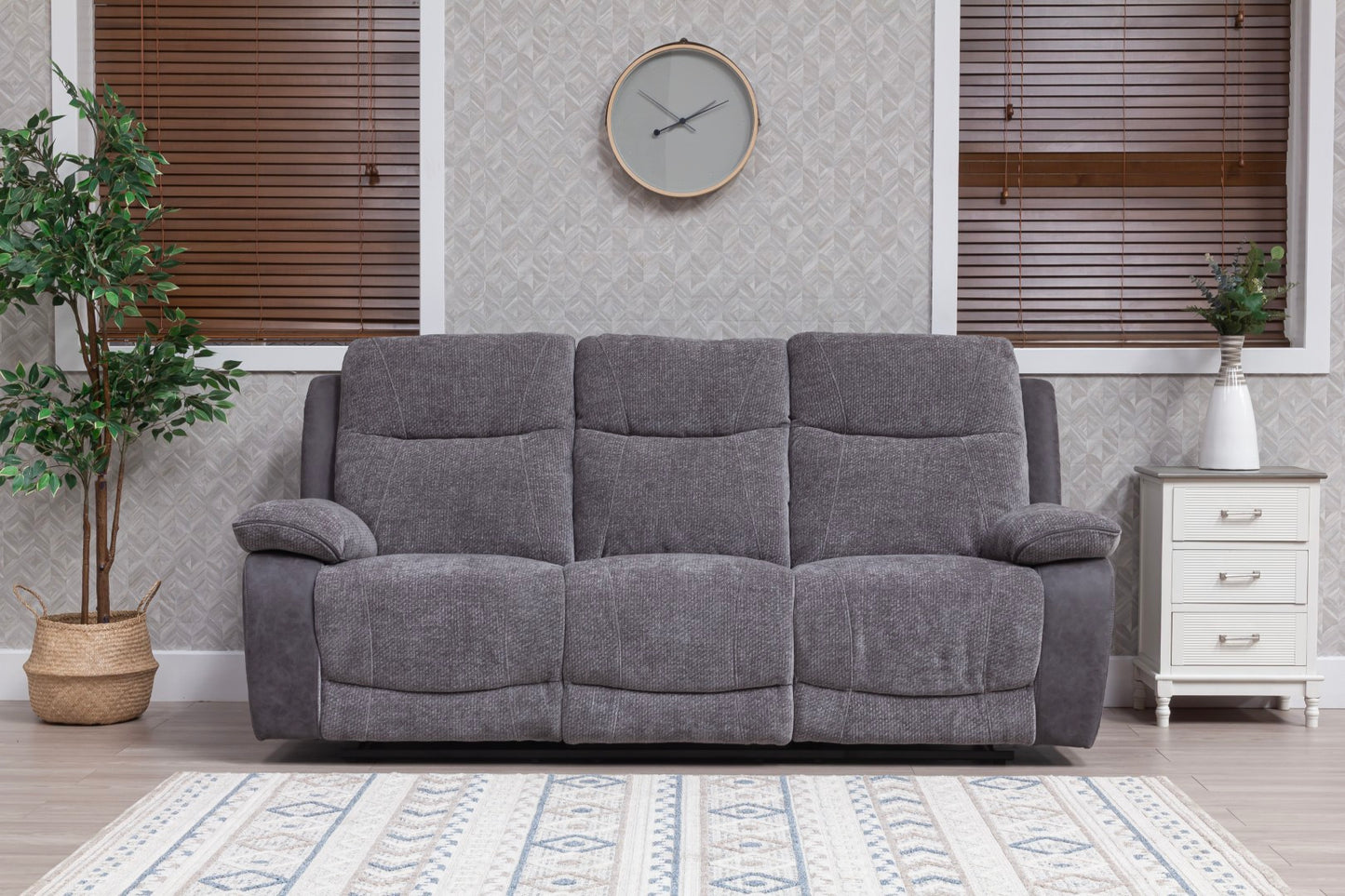 Carina Recliner Sofas - Pewter Grey Two Tone
