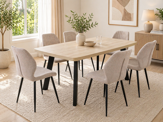 Willow 1.6m Light Oak Dining Table Set + Ashton Dining Chairs
