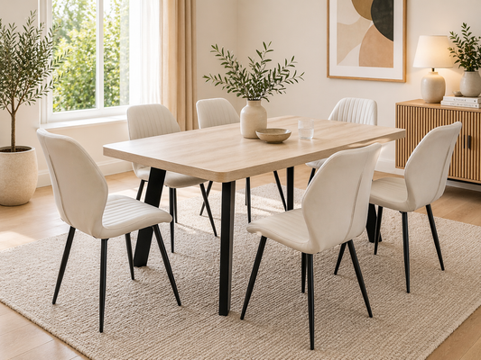 Willow 1.6m Light Oak Dining Table Set + Prague Dining Chairs