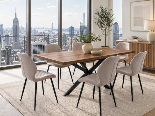 Ashbourne 1.6m Extending (+40cm) Dark Oak Dining Table Set + Ashton Dining Chairs