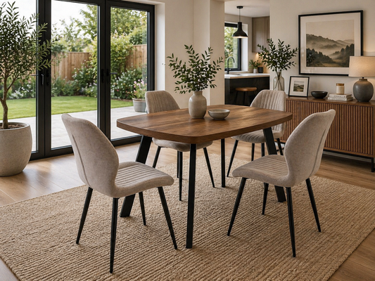 Ashbourne 1.2m Dark Oak Dining Table Set + Ashton Dining Chairs
