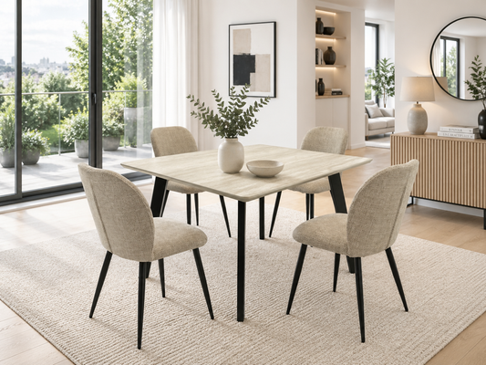 Verona 1.2m Travertine Finish Dining Table Set + Verona Dining Chairs