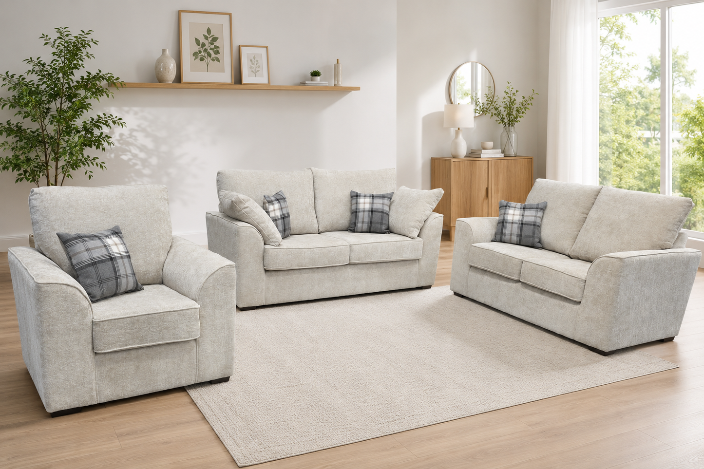 Ashley Fabric 3+2 Seater Sofa - Handmade Locally