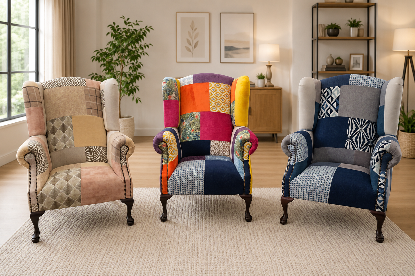 Monaghan Patchwork Fireside Chairs - Handmade Locally