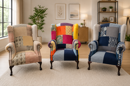 Monaghan Patchwork Fireside Chairs - Handmade Locally