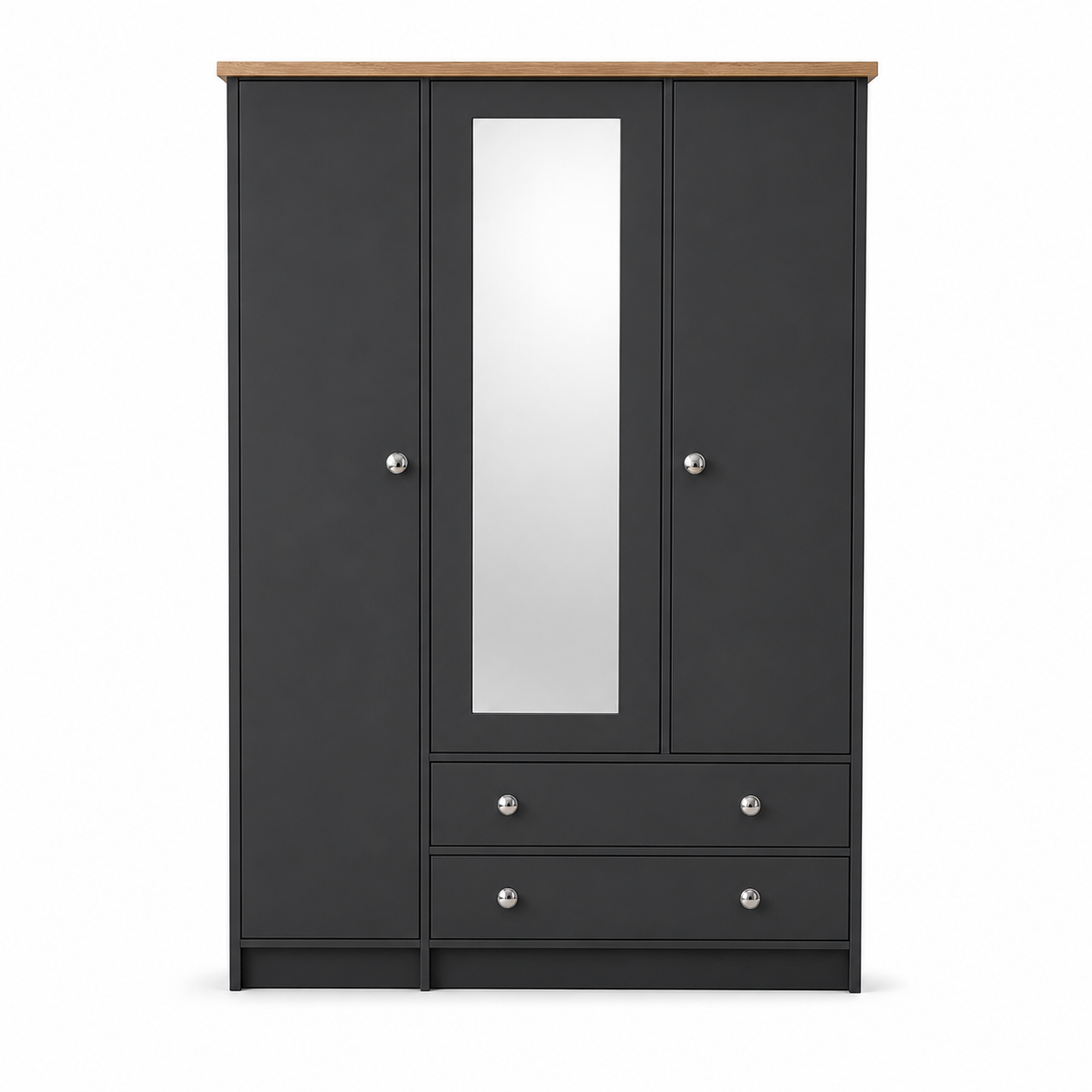 Millwood Charcoal Grey Three Door Two Drawer Wardrobe