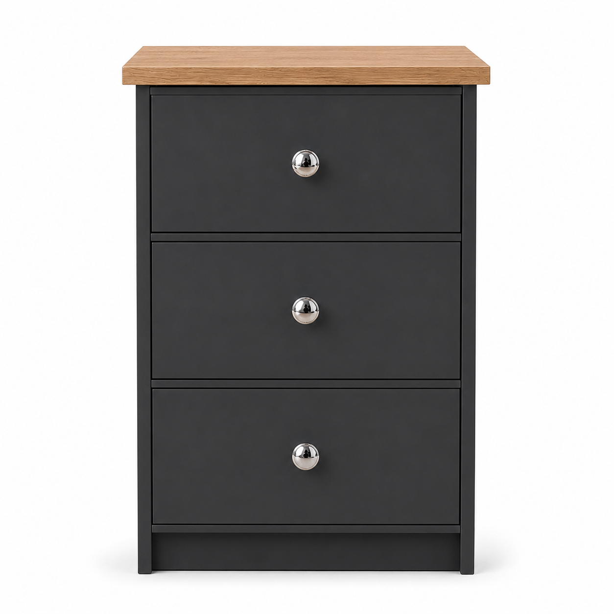 Millwood Charcoal Grey 3 Drawer Bedside Locker