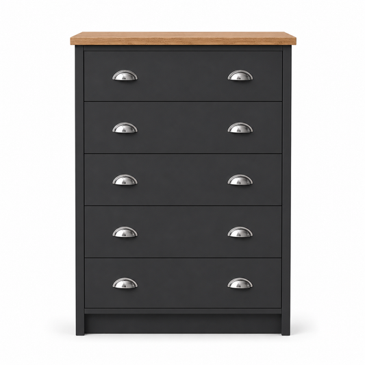 Millwood Charcoal Grey 5 Drawer Chest