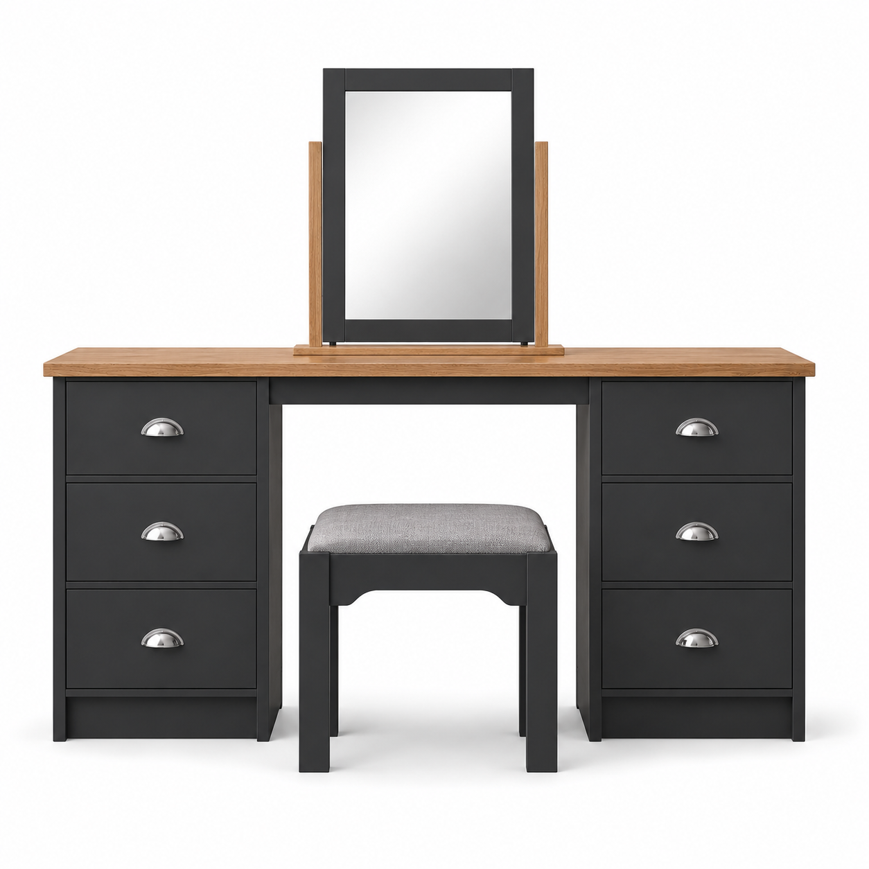 Millwood Charcoal Grey Dressing Table Set