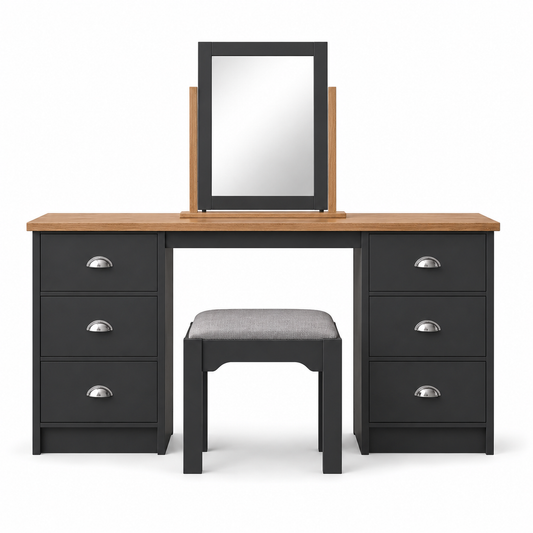 Millwood Charcoal Grey Dressing Table Set