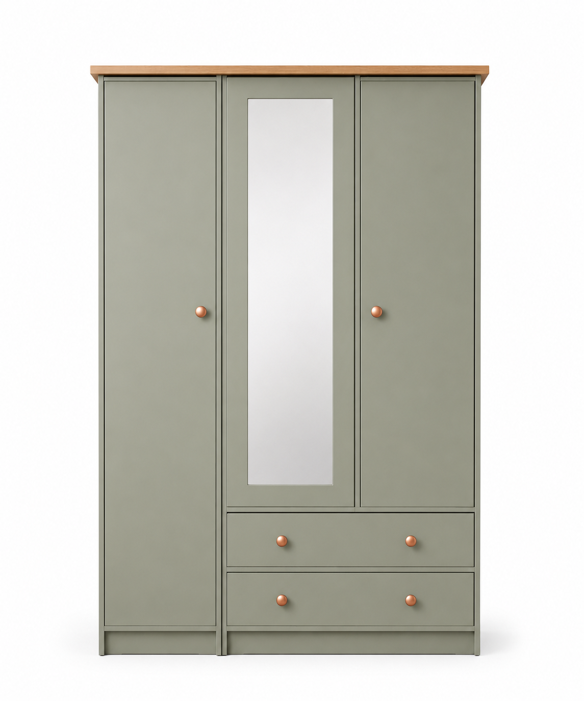 Millwood French Green Three Door Two Drawer Wardrobe