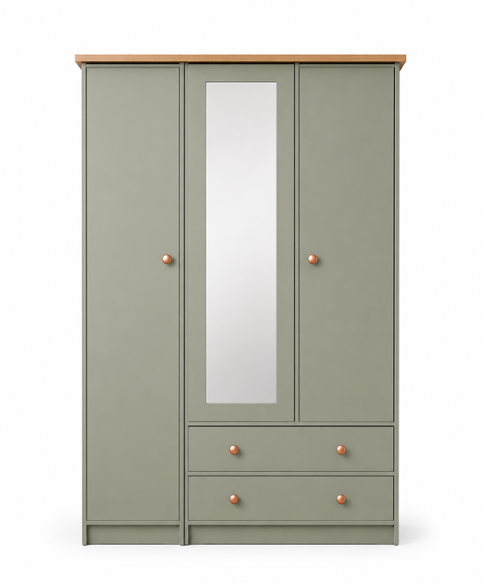Millwood French Green Three Door Two Drawer Wardrobe