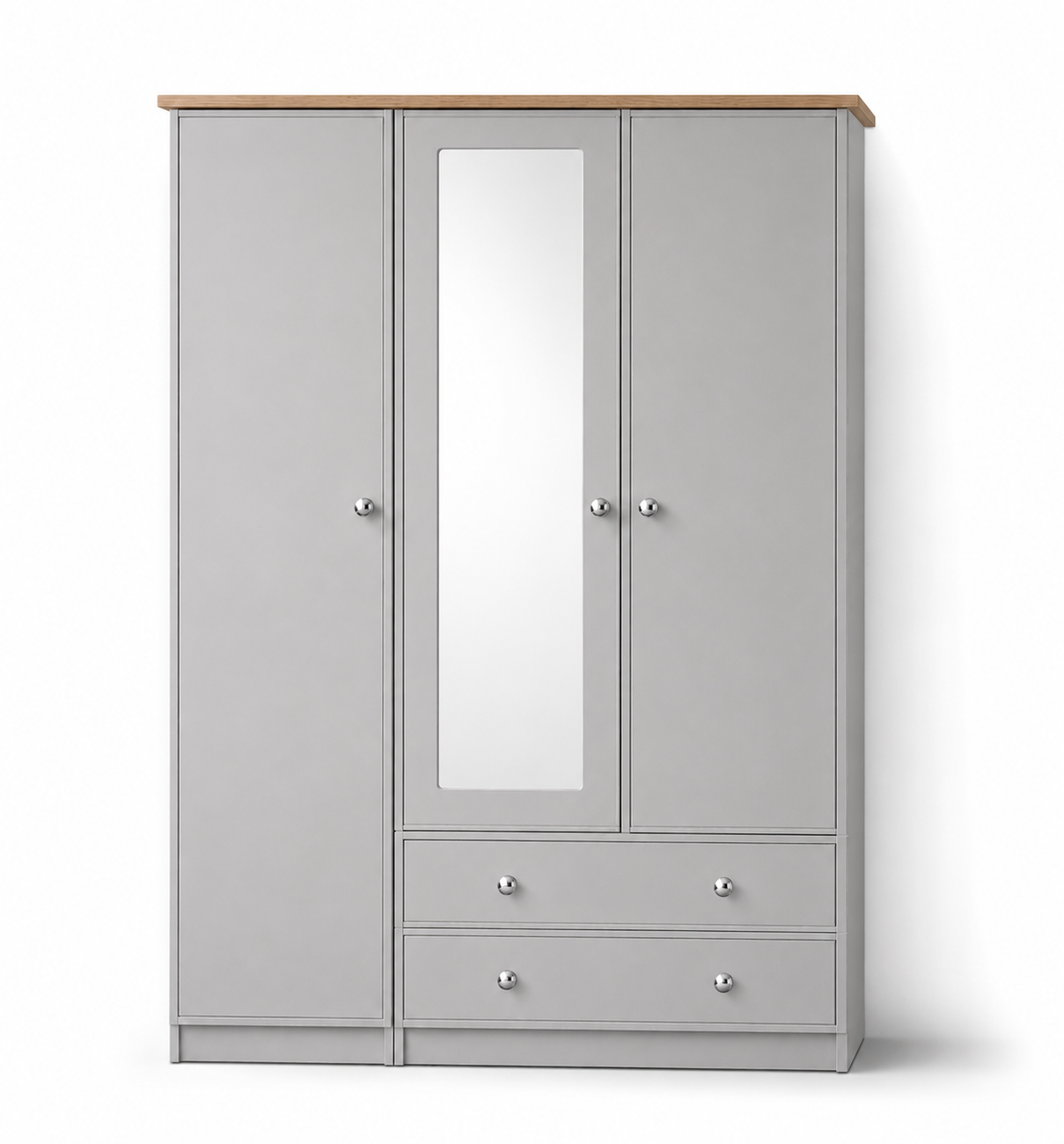 Millwood Light Grey Three Door Two Drawer Wardrobe