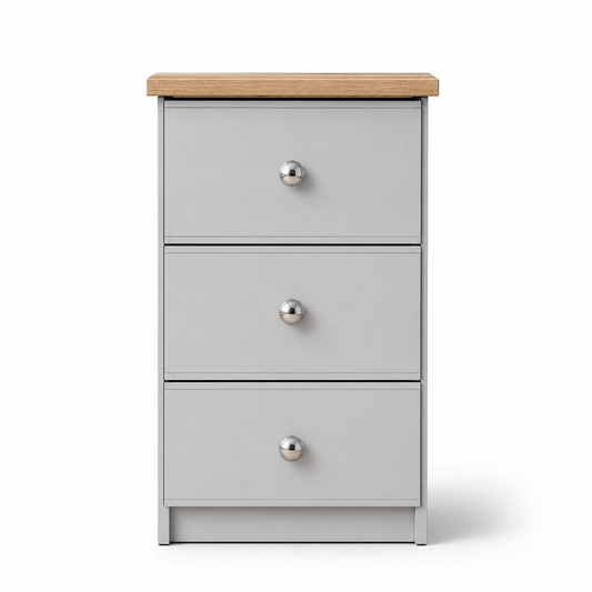 Millwood Light Grey 3 Drawer Bedside Locker
