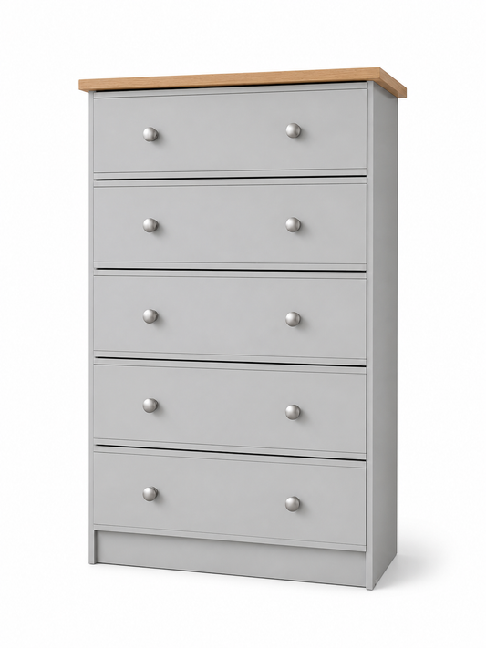 Millwood Light Grey 5 Drawer Chest